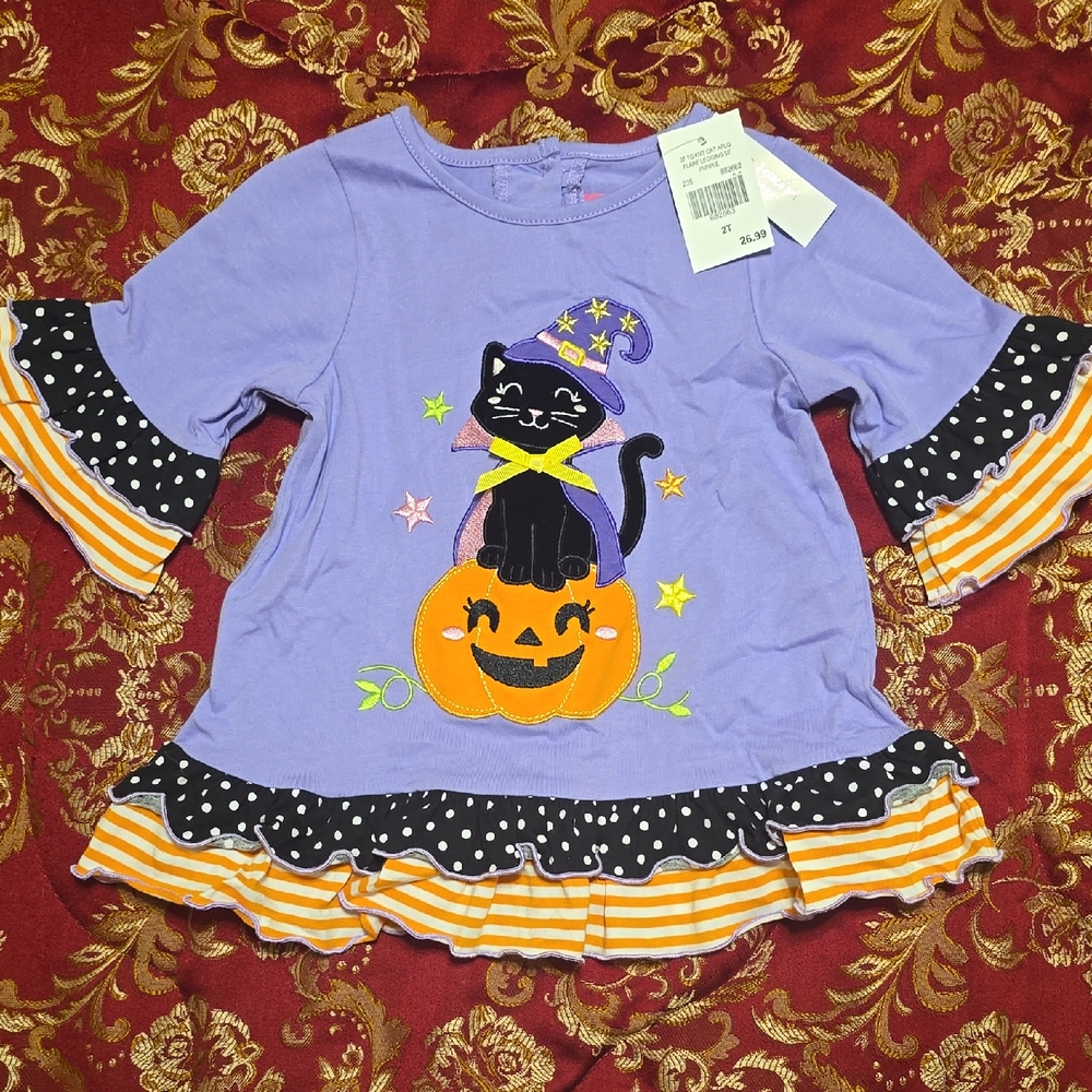 Good Lad Purple Halloween Cat Long Sleeve Tee